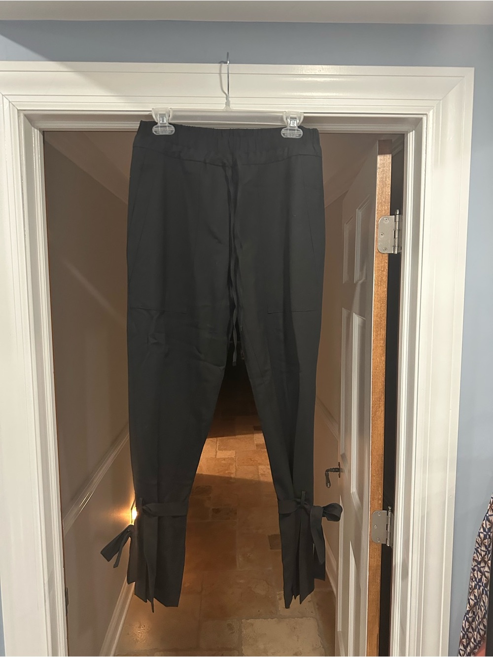 Women's Black Ankle Tie-Hem Pants